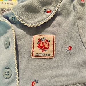 Vintage Gymboree 0-3month baby dress with white embroidered sleeves and collar.